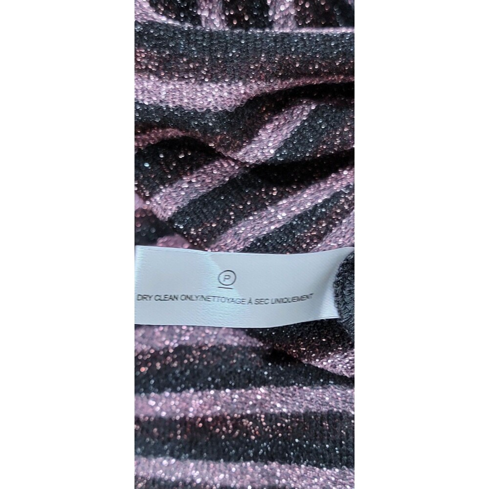 Fleur Du Mal Mitered Long Sleeve Body Midi Dress Striped Glitter Size Large - Picture 10 of 12